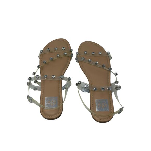 Dolce Vita Gilden Clear Rhinestone Silver Tone Flat Sandals Size 8 - Picture 8 of 11